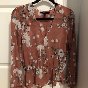 Forever 21 Sheet Pink Floral Blouse